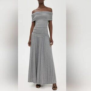 NEW LIONESS Revolve Field of Dreams Off-Shoulder Drop Waist Pleated Maxi Dress S